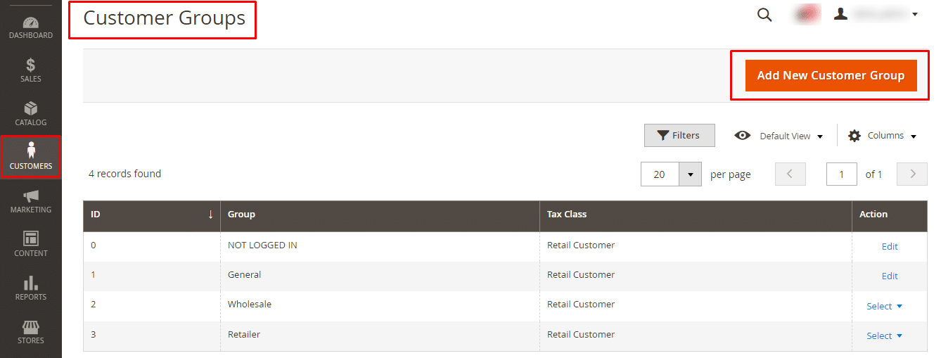 add new customer group