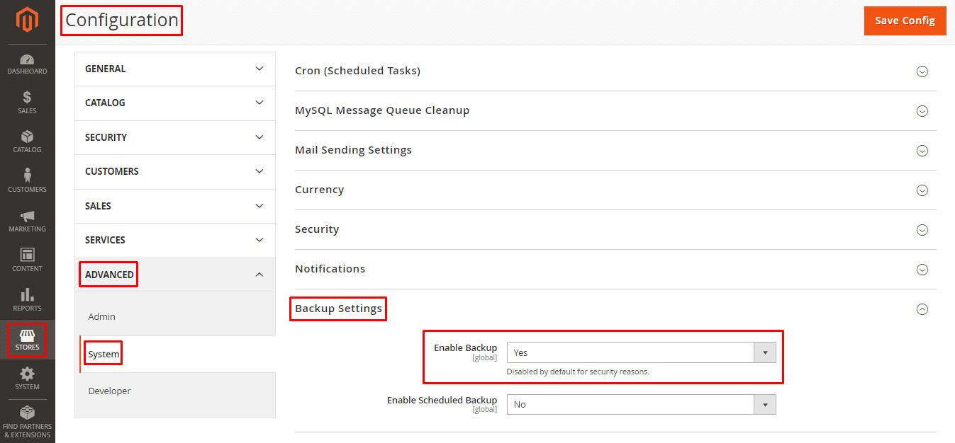 automatic backup configuration