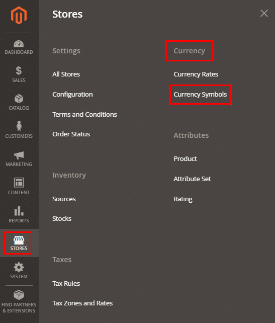currency symbol configuration
