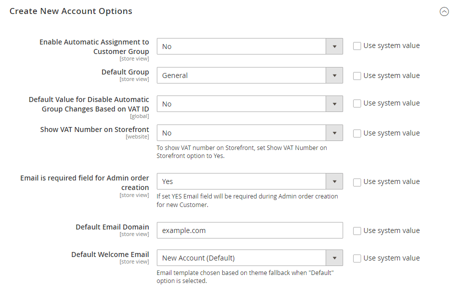 customer account options 1