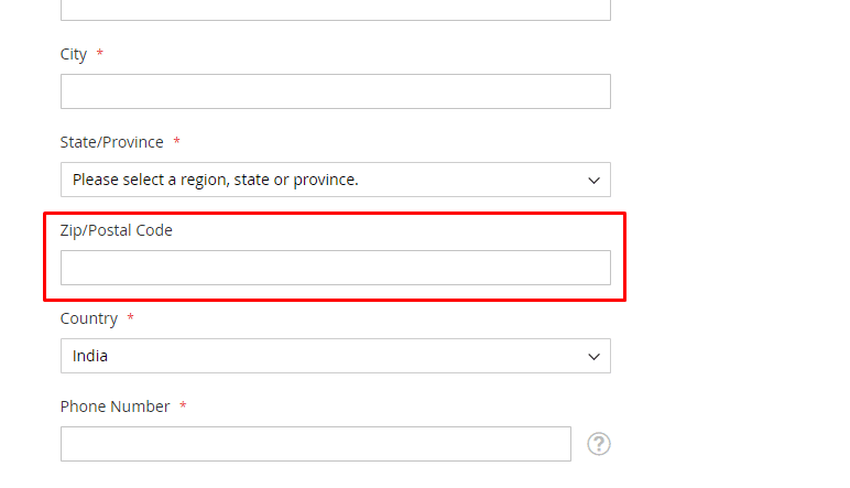 not mandatory zipcode not mandatory zipcode