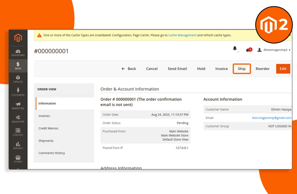 How to Enable Disable Ship Button Based on Order Status in Magento 2